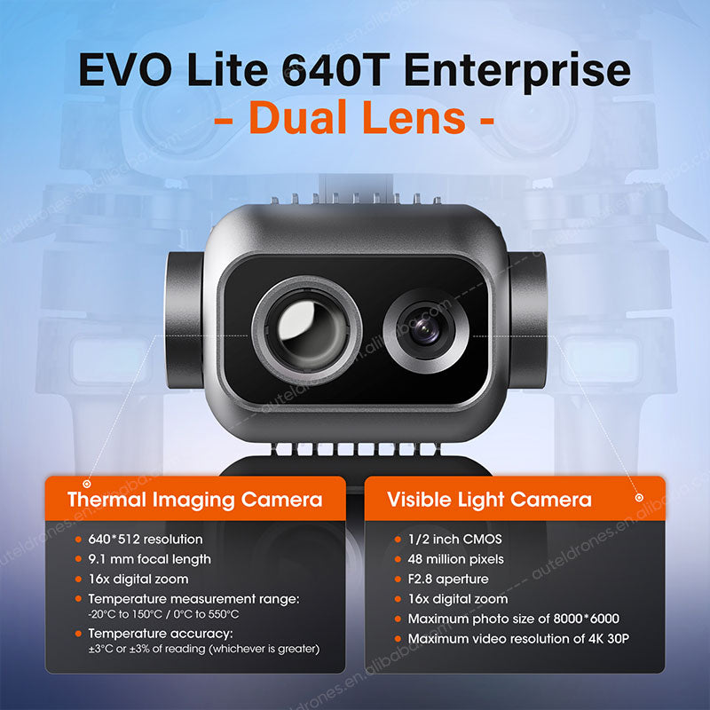 Autel EVO Lite 640T Enterprise Drone – Thermal + 48MP Zoom Camera