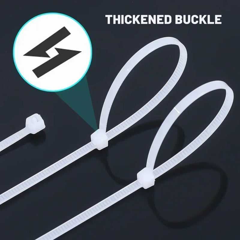 2000/100Pcs Self Locking Nylon Cable Ties Plastic Cord Tie Heavy Duty Cables Fastening Rings Loop Hardware Organizer Wire Straps