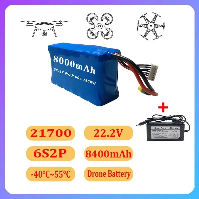 Molicel 21700 6S2P LiPo – 8000mAh 22.2V, -40℃, for UAV & RC Aircraft