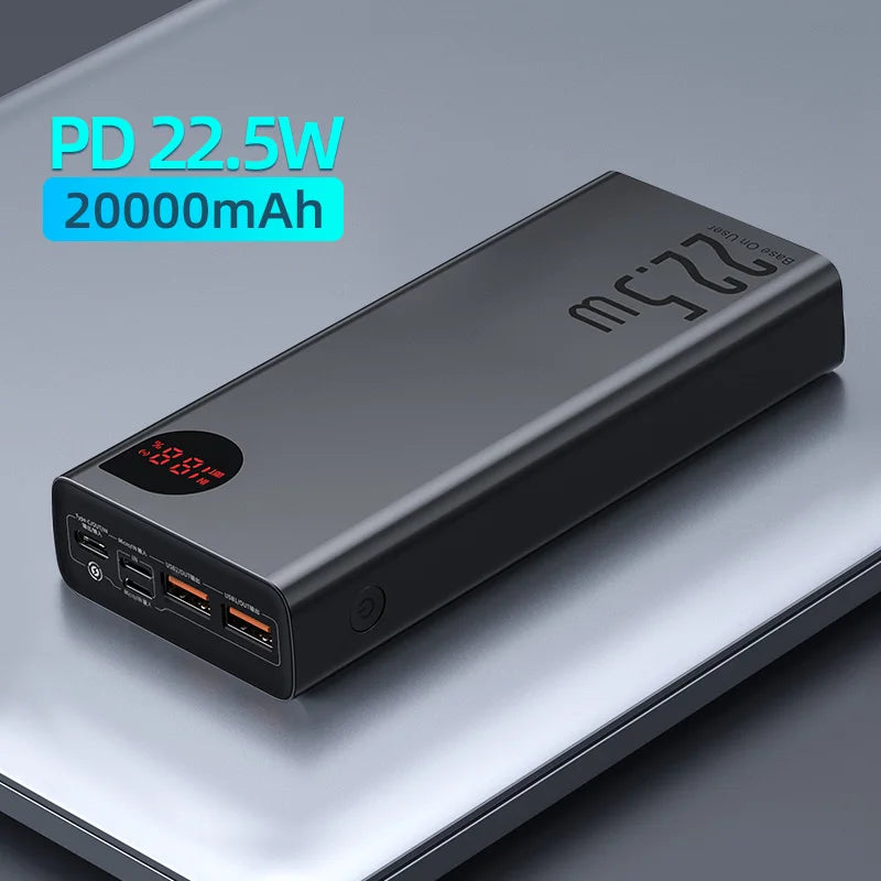 Baseus 65W Power Bank – 20000mAh PD QC 3.0, 22.5W Output