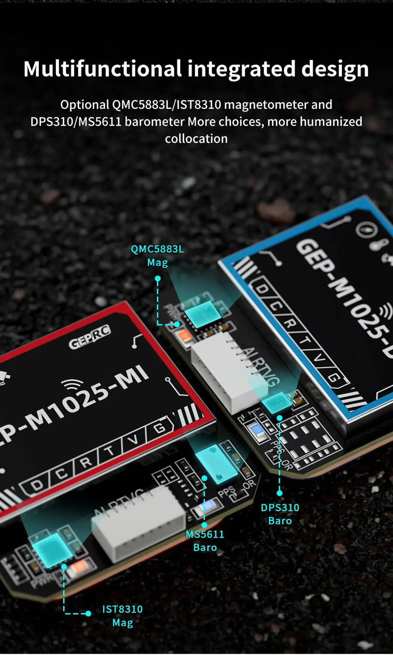 GEPRC GEP-M1025 Series GPS Module M10050 Chip Multi Satellite Magnetometer Barometer Farad Capacitor Accurate for FPV Drone
