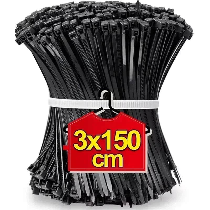 2000/100Pcs Self Locking Nylon Cable Ties Plastic Cord Tie Heavy Duty Cables Fastening Rings Loop Hardware Organizer Wire Straps