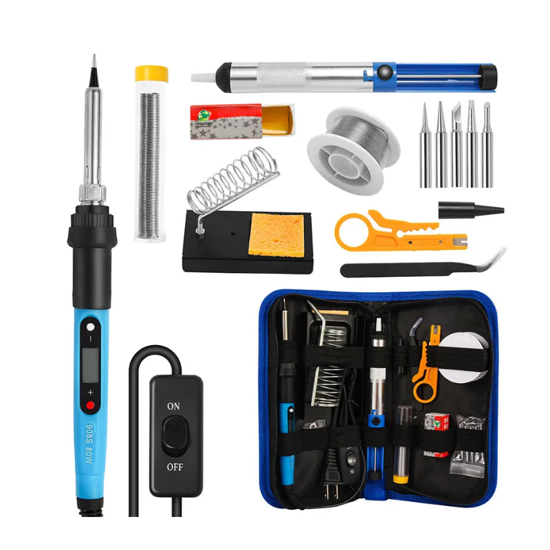 Digital Soldering Iron Kit – 80W Adjustable LCD, Tips & Solder Included
