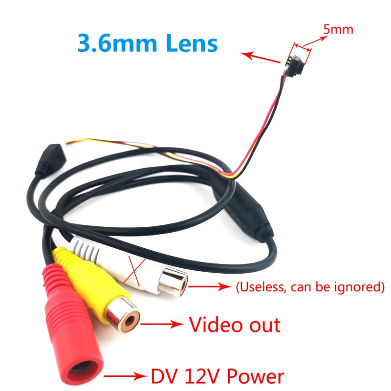 FPV Mini Camera – 5×5mm, 700TVL, 3.6mm Lens, with Mic