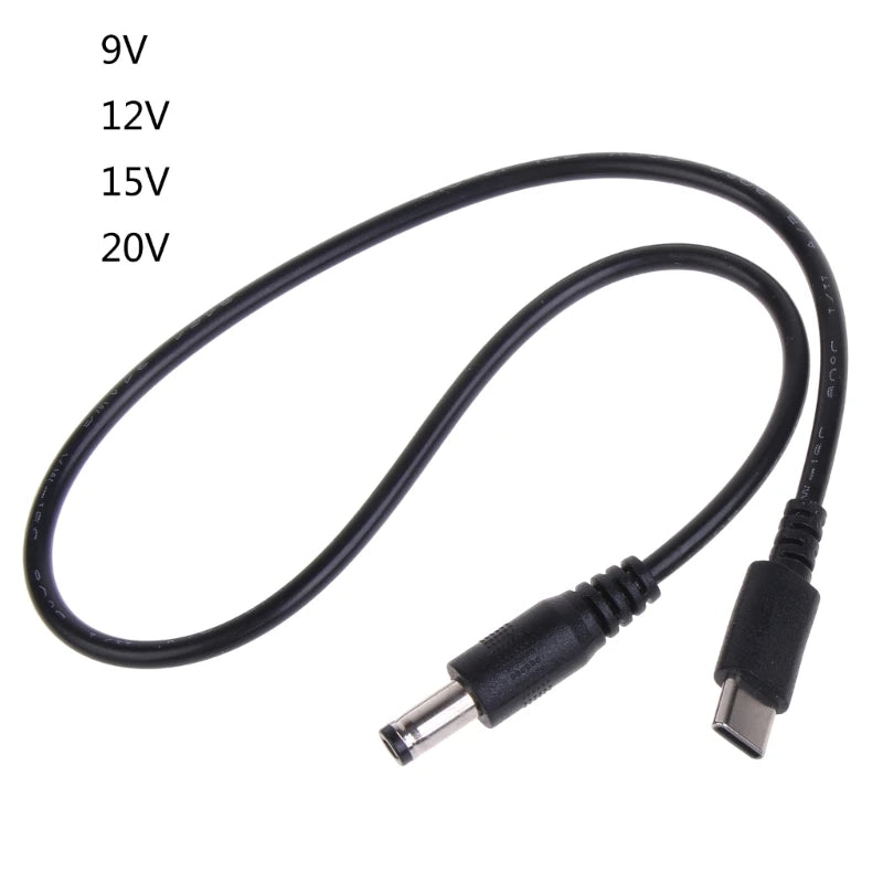 USB-C to 5.5×2.1mm PD Power Cable – 9V/12V/15V/20V, 3A, 120W