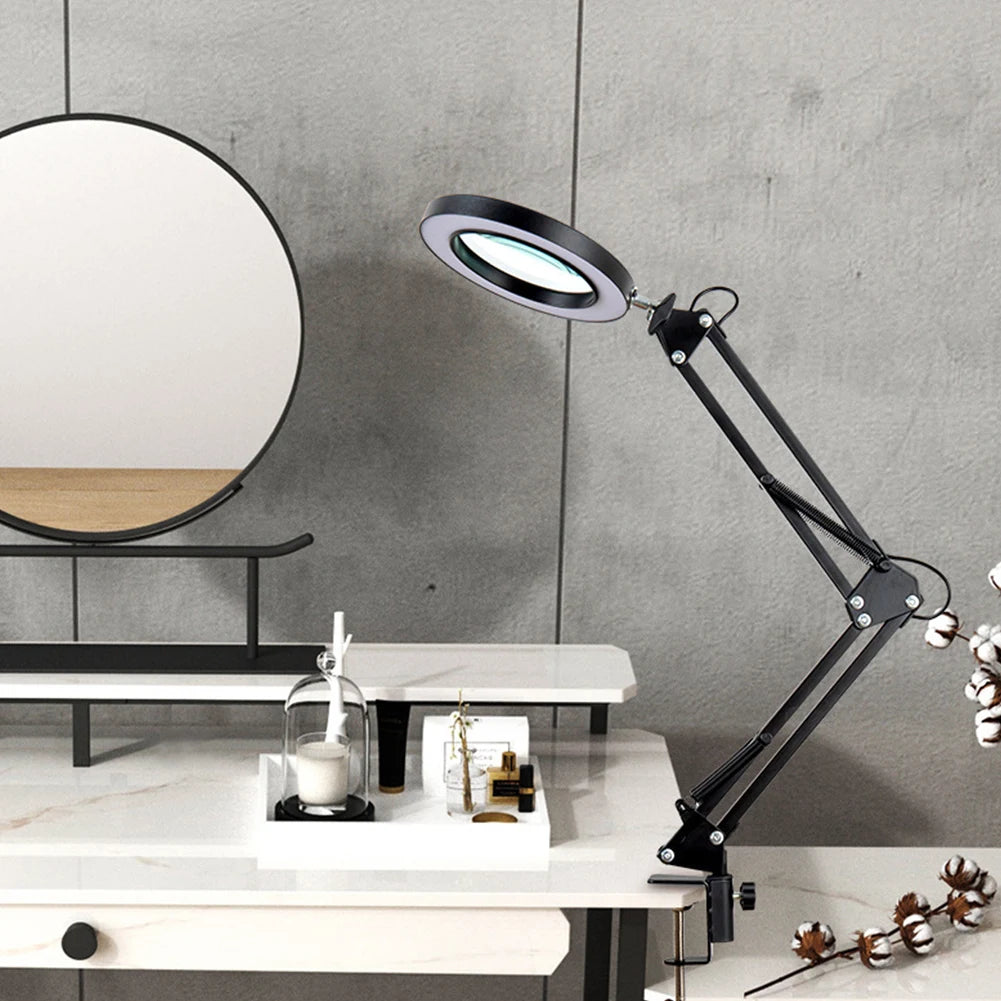 LED Magnifier Lamp – 10X, Clamp-On, 3-Color Light for Repairs
