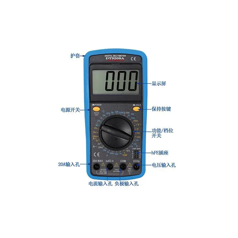 Multimeter DT9208A Capacitance Temperature Measurement Frequency Logic Level Test Angle Adjustable