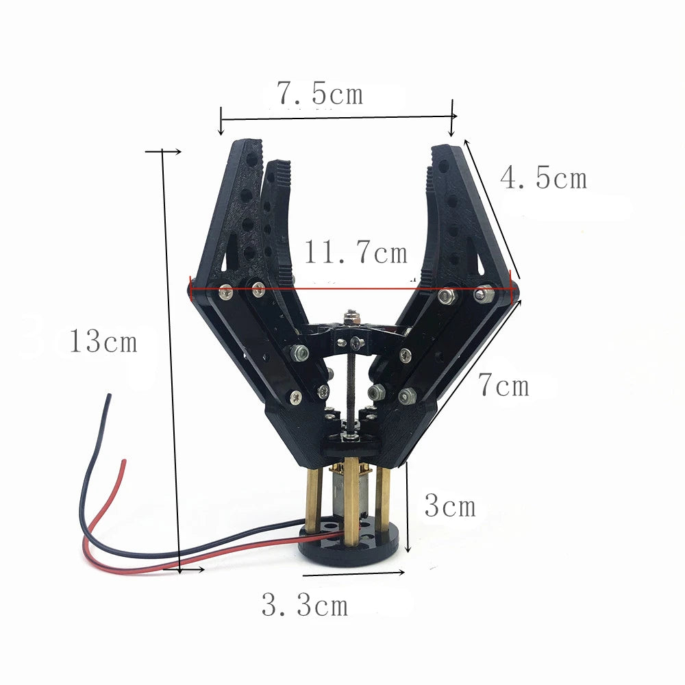 3D Printed 4 Fingers Robot Mechanical Arm Clamp Robot Gripper N20 Motor Clip Acrylic Robot Gripper For Drone Robot Claw DIY Kit