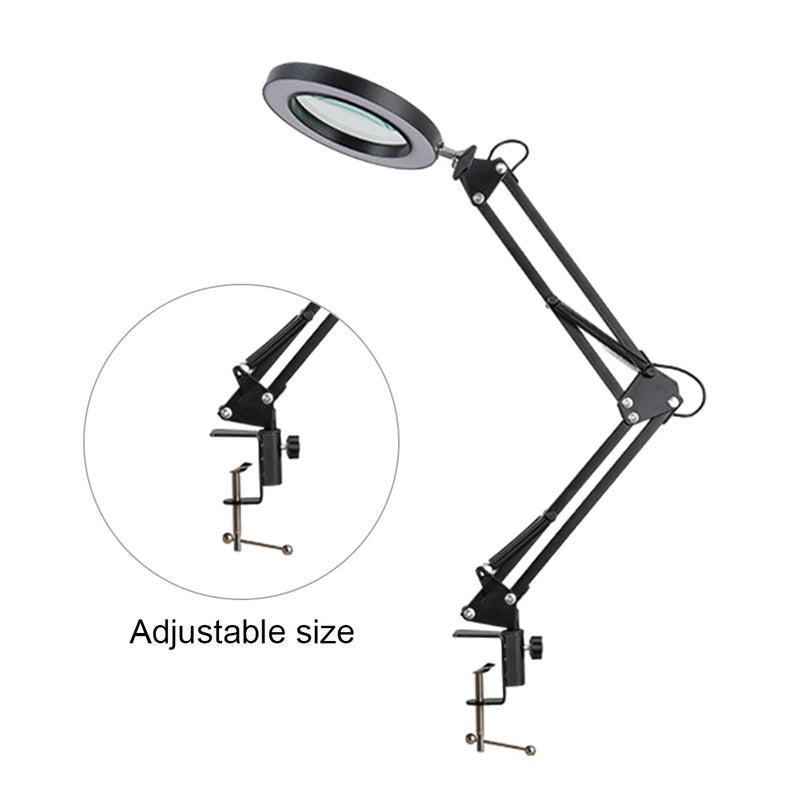 LED Magnifier Lamp – 10X, Clamp-On, 3-Color Light for Repairs