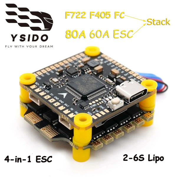 F405 V3 F722 Flight Controller BLS 4-in-1 60A 80A ESC 2-6S Lipo Stack/Flytower for Remote Control FPV Racing Drone Quadcopter