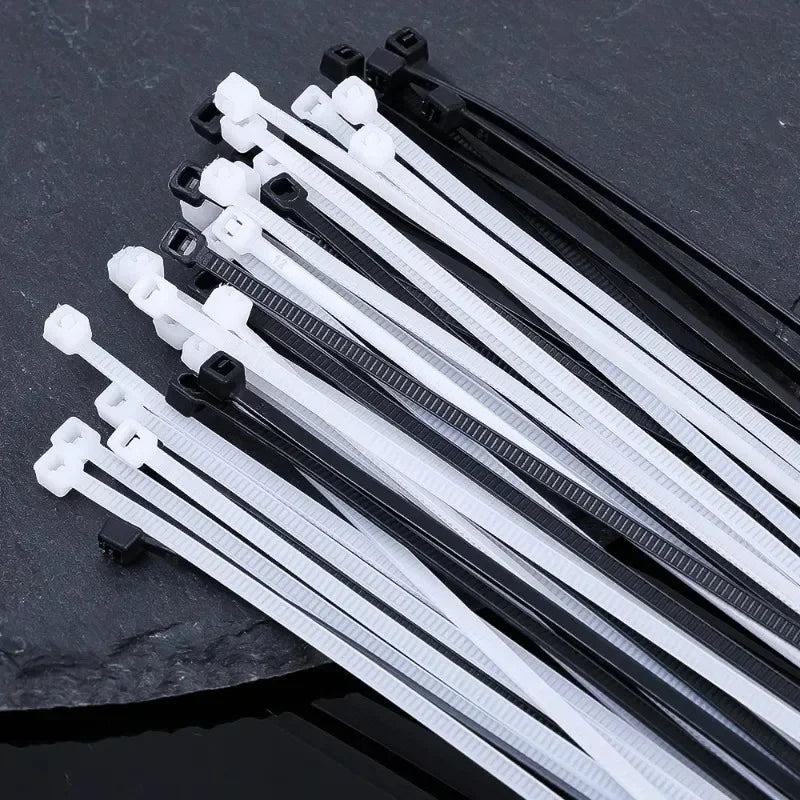 2000/100Pcs Self Locking Nylon Cable Ties Plastic Cord Tie Heavy Duty Cables Fastening Rings Loop Hardware Organizer Wire Straps