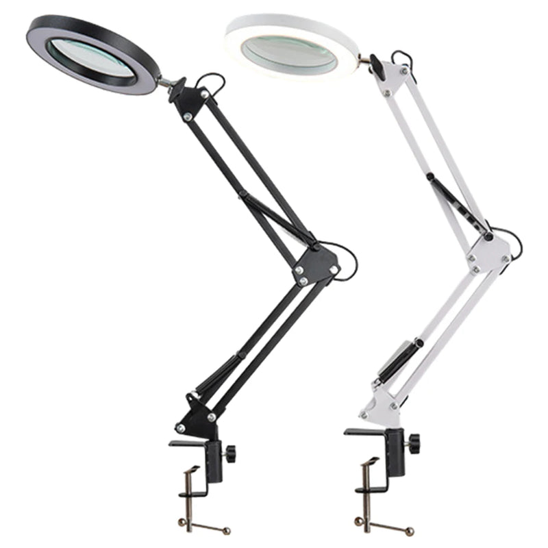LED Magnifier Lamp – 10X, Clamp-On, 3-Color Light for Repairs
