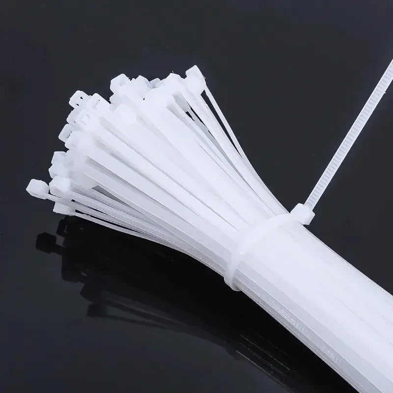 2000/100Pcs Self Locking Nylon Cable Ties Plastic Cord Tie Heavy Duty Cables Fastening Rings Loop Hardware Organizer Wire Straps
