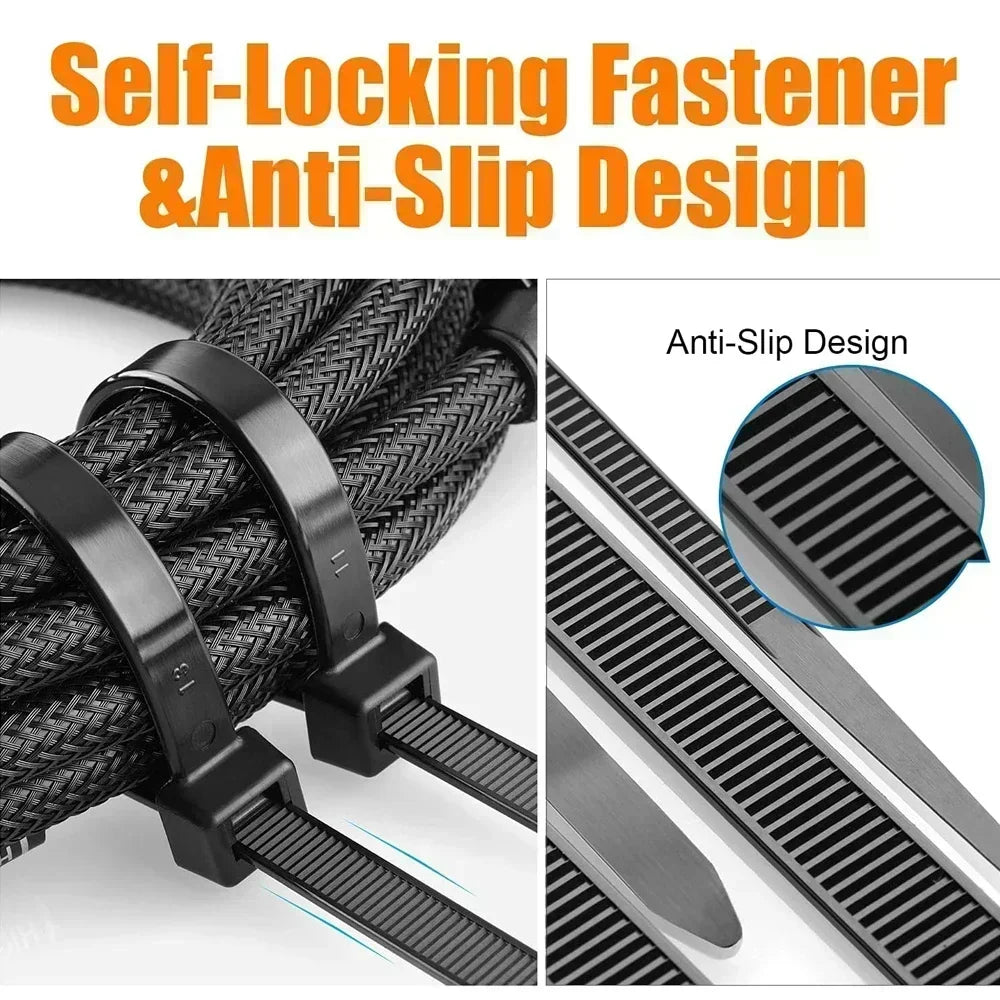 2000/100Pcs Self Locking Nylon Cable Ties Plastic Cord Tie Heavy Duty Cables Fastening Rings Loop Hardware Organizer Wire Straps
