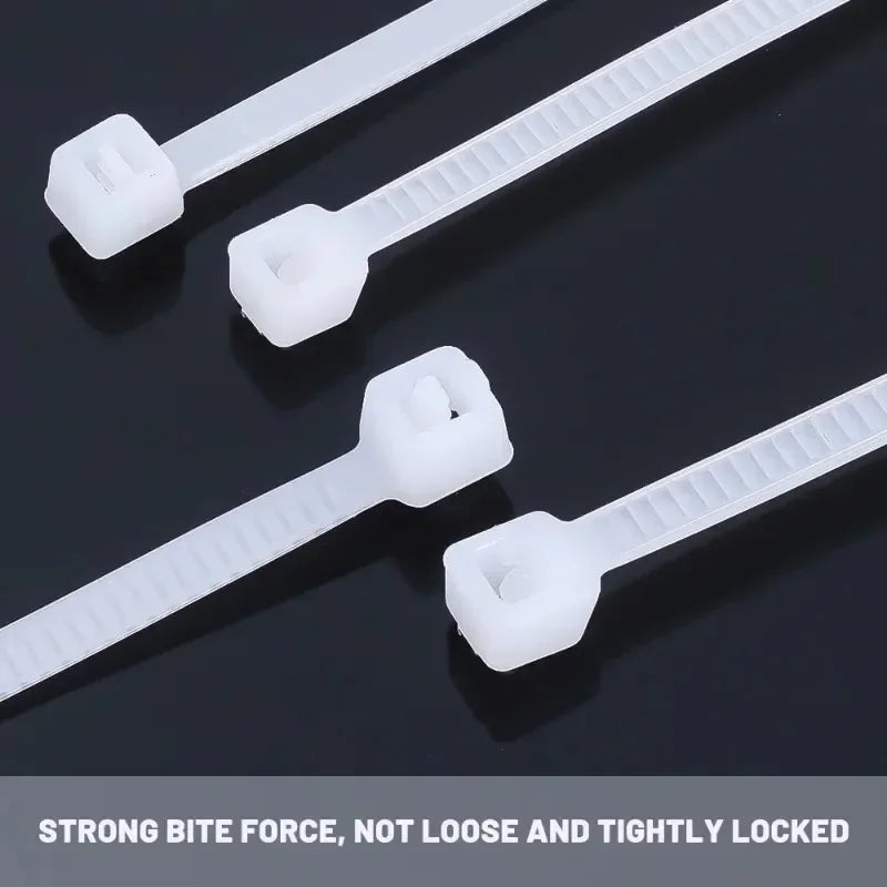 2000/100Pcs Self Locking Nylon Cable Ties Plastic Cord Tie Heavy Duty Cables Fastening Rings Loop Hardware Organizer Wire Straps