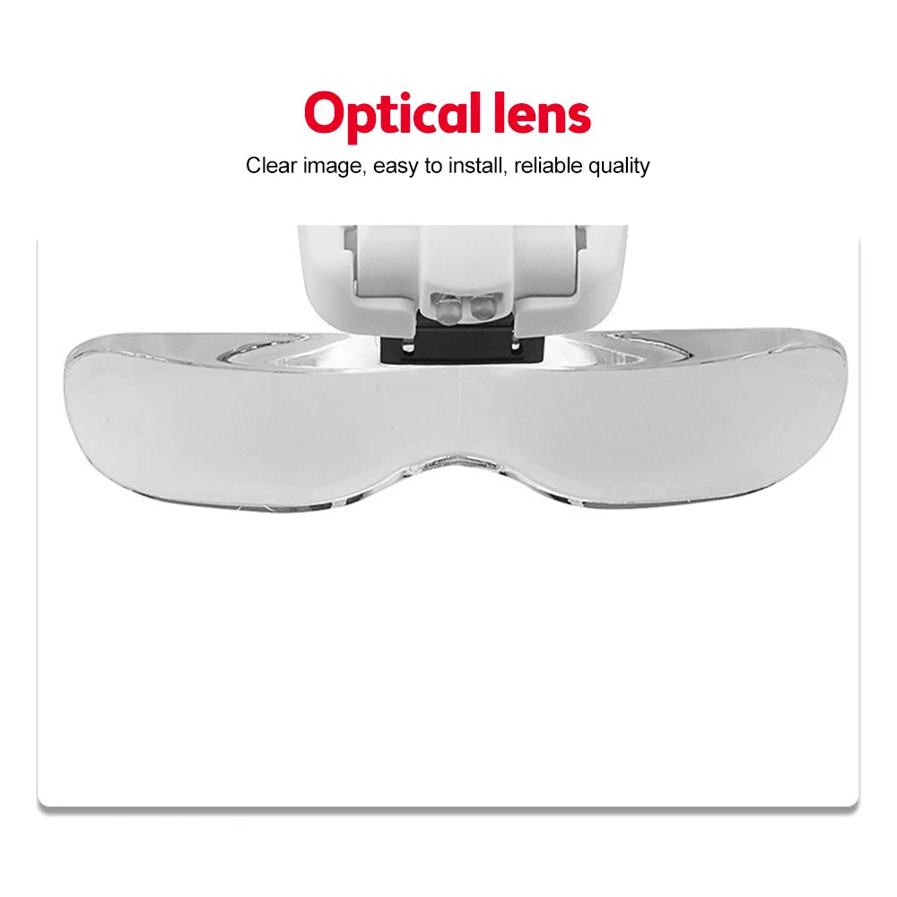 Adjustable LED Head Magnifier – 1.0X to 3.5X Glasses