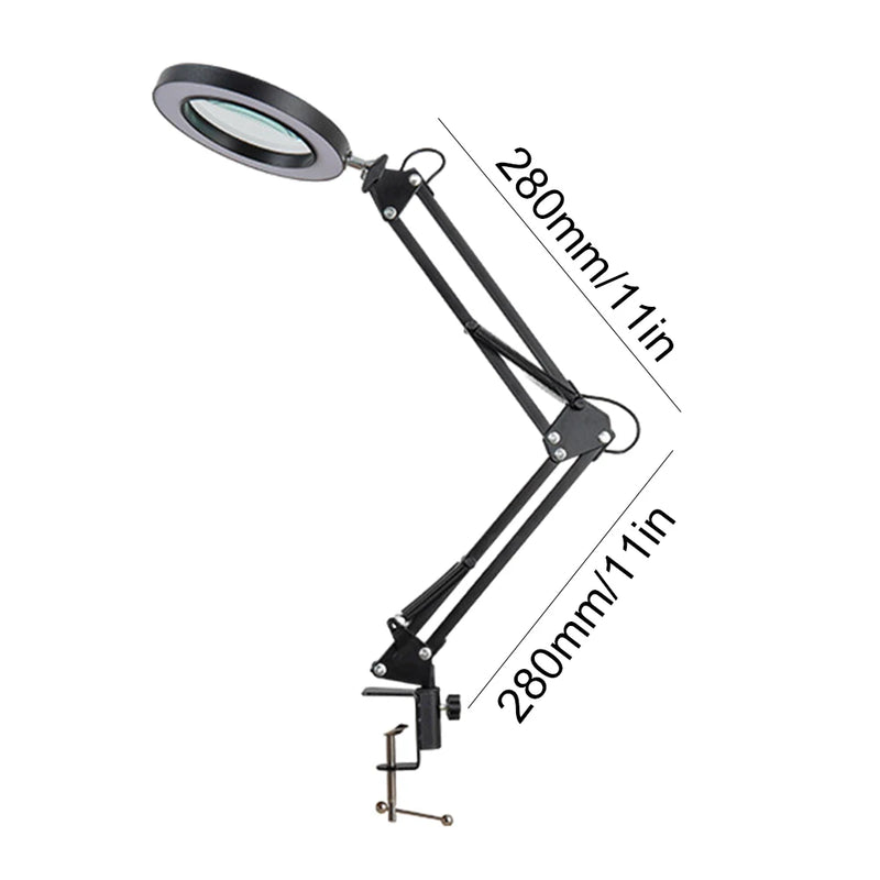 LED Magnifier Lamp – 10X, Clamp-On, 3-Color Light for Repairs