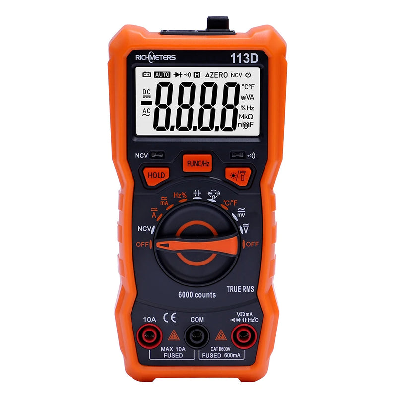 RICHMETERS RM113D Digital Multimeter – 6000 Count, Auto-Ranging