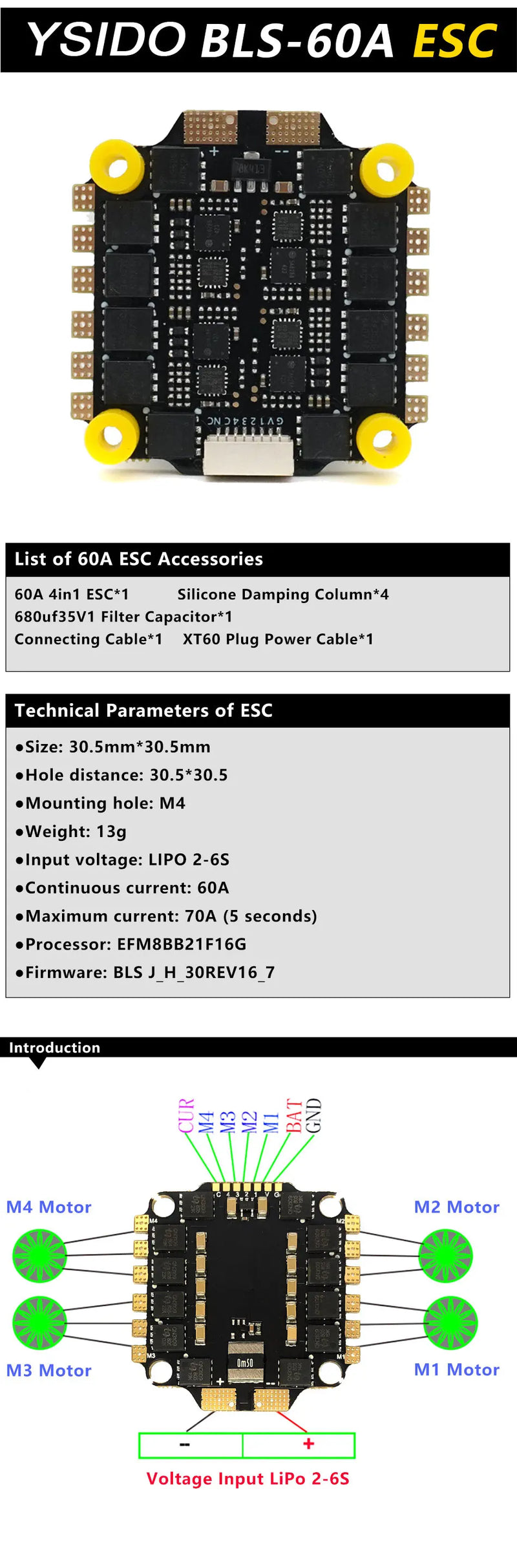 F405 V3 F722 Flight Controller BLS 4-in-1 60A 80A ESC 2-6S Lipo Stack/Flytower for Remote Control FPV Racing Drone Quadcopter