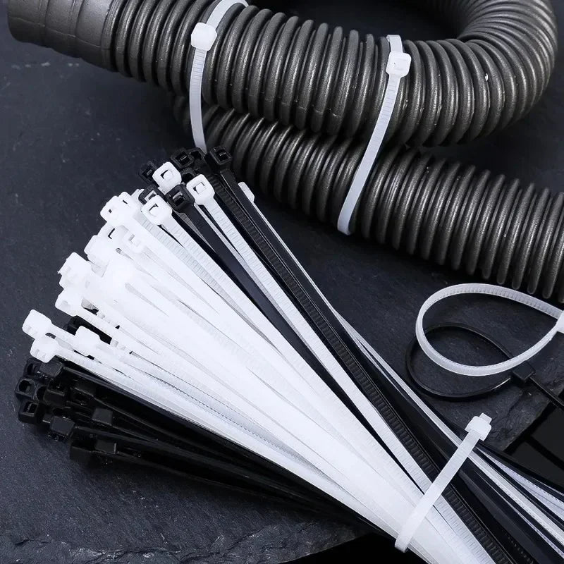2000/100Pcs Self Locking Nylon Cable Ties Plastic Cord Tie Heavy Duty Cables Fastening Rings Loop Hardware Organizer Wire Straps