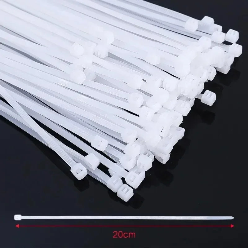 2000/100Pcs Self Locking Nylon Cable Ties Plastic Cord Tie Heavy Duty Cables Fastening Rings Loop Hardware Organizer Wire Straps