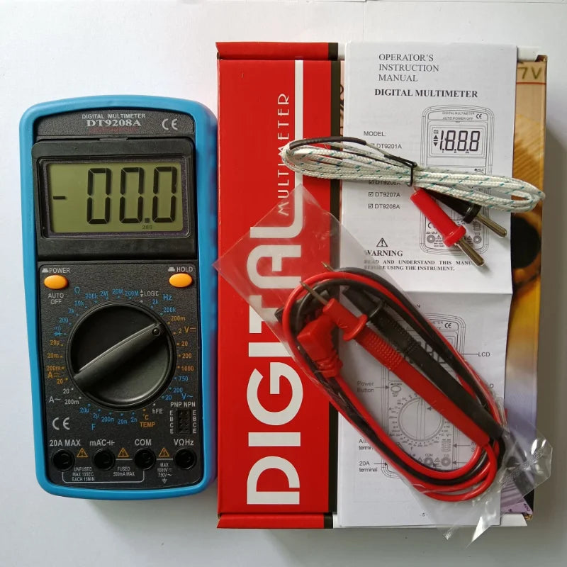 Multimeter DT9208A Capacitance Temperature Measurement Frequency Logic Level Test Angle Adjustable