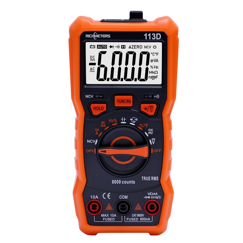 RICHMETERS RM113D Digital Multimeter – 6000 Count, Auto-Ranging