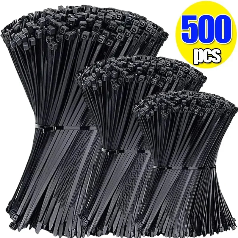2000/100Pcs Self Locking Nylon Cable Ties Plastic Cord Tie Heavy Duty Cables Fastening Rings Loop Hardware Organizer Wire Straps
